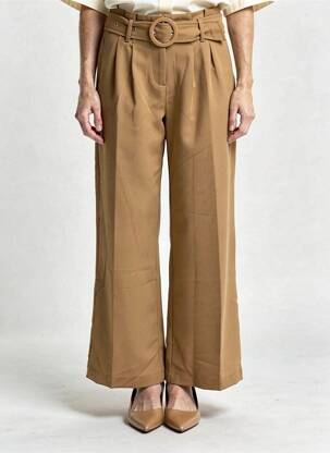 Pantalon larg țesătură crep talie înaltă maro CHERRY PARIS femeie
