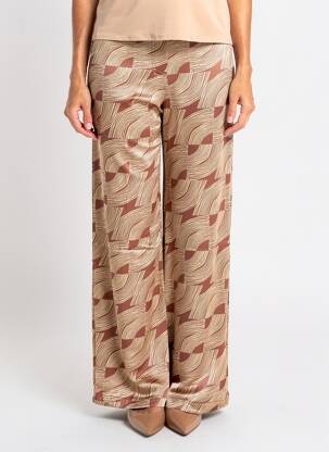 Pantalon larg croială fluidă talie înaltă maro YERSE femeie