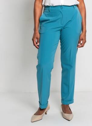 Pantalon drept țesătură poplin mărime normală albastru AMELIE & AMELIE femeie