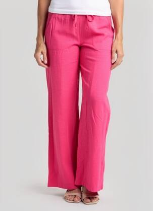 Pantalon larg țesătură crep mărime normală roz YERSE femeie
