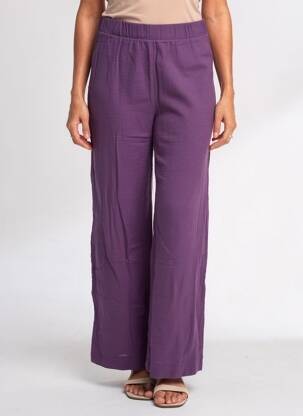 Pantalon larg țesătură crep mărime normală violet RUE MAZARINE femeie