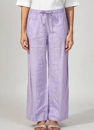 Pantalon larg țesătură crep talie înaltă violet STREET ONE femeie