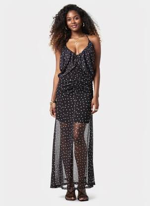 Rochie lungă fără mâneci fără mâneci negru LUMINA femeie