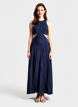 Rochie lungă fără mâneci fără mâneci albastru LUMINA femeie