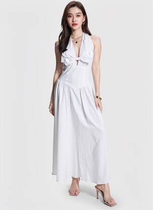 Rochie lungă fără mâneci fără mâneci alb LUMINA femeie