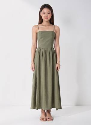 Rochie lungă fără mâneci fără mâneci verde LUMINA femeie