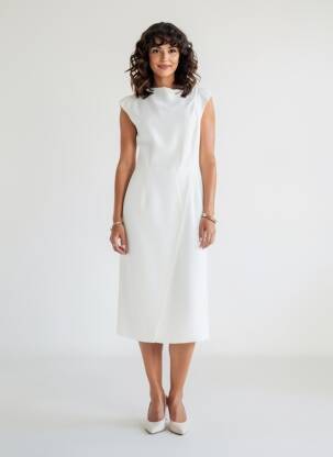 Rochie midi mâneci scurte mâneci scurte alb DIANA GALLESI femeie