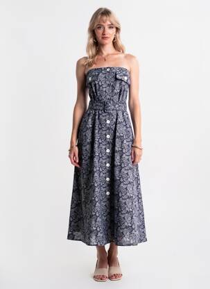 Rochie midi fără mâneci fără mâneci albastru LUMINA femeie