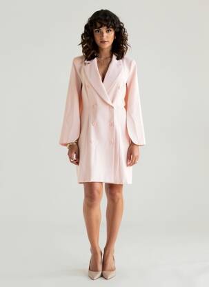 Rochie midi mâneci lungi mâneci lungi roz ANGELA DAVIS femeie