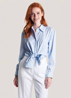 Cămașă croială cambrată mâneci lungi albastru LUMINA femeie