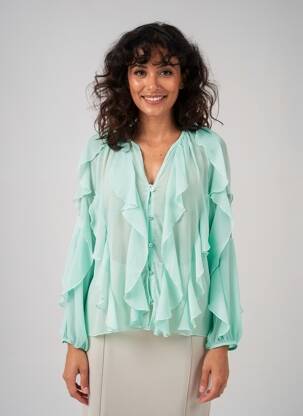 Cămașă țesătură crep mâneci lungi verde ALTAMIRA femeie