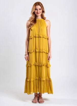 Rochie lungă fără mâneci fără mâneci verde KING KONG femeie