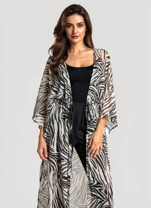 Jachete kimono guler în v negru LUMINA femeie