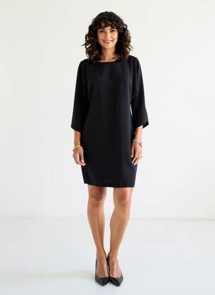Rochie scurtă mâneci 3/4 mâneci 3/4 negru ANGELA DAVIS femeie