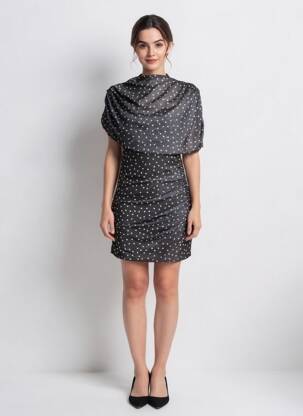 Rochie scurtă mâneci scurte mâneci scurte negru LUMINA femeie