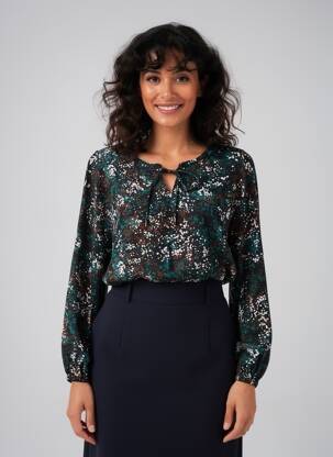 Bluză țesătură poplin mâneci lungi negru CREAM femeie