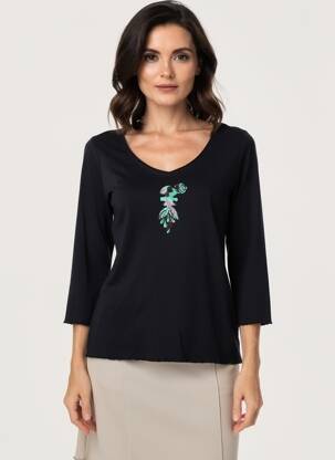 Tricou mâneci 3/4 mâneci 3/4 negru DIPLODOCUS femeie