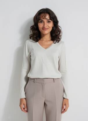 Tricou mâneci lungi mâneci lungi gri EVA KAYAN femeie