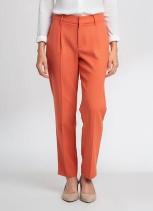 Pantalon chino țesătură poplin mărime normală portocalie CREAM femeie