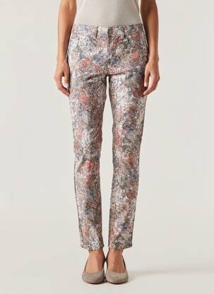 Pantalon slim țesătură poplin mărime normală bej CREAM femeie