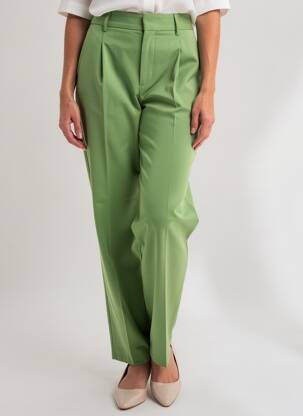 Pantalon chino țesătură poplin mărime normală verde CREAM femeie