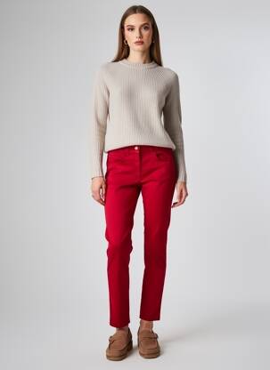 Pantalon slim țesătură poplin mărime normală roșu ZERRES femeie