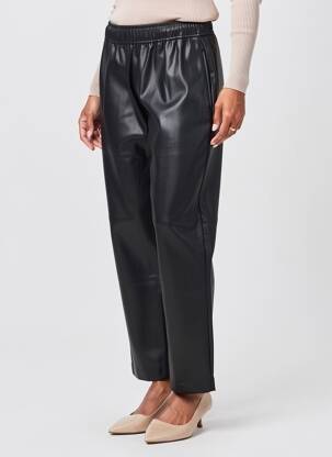 Pantalon drept talie elastică mărime normală negru LEO & UGO femeie