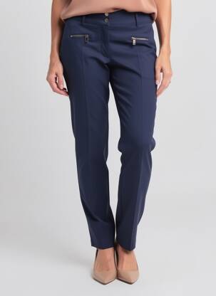 Pantalon slim țesătură poplin mărime normală albastru EVA KAYAN femeie