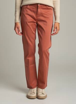 Pantalon drept elasticitate talie înaltă portocalie KANOPE femeie