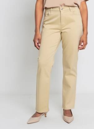 Pantalon drept elasticitate talie înaltă bej deschis KANOPE femeie