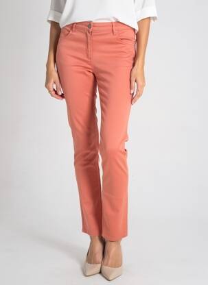 Pantalon slim țesătură poplin mărime normală portocalie KANOPE femeie