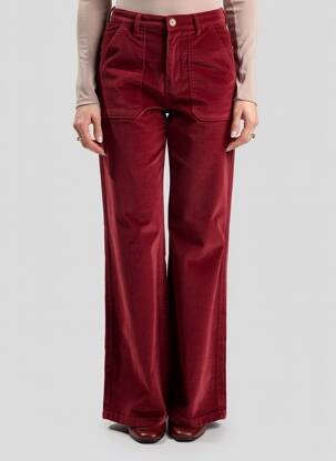 Pantalon evazat elasticitate talie înaltă roșu KANOPE femeie