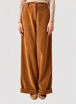 Pantalon larg închidere cu fermoar lateral talie înaltă galben STUDIO PARISIEN femeie
