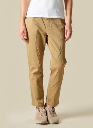 Pantalon chino țesătură poplin mărime normală bej HAPPY femeie
