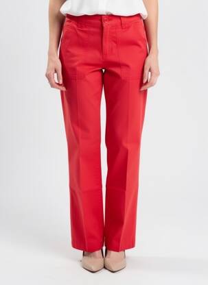 Pantalon drept țesătură poplin mărime normală roșu KANOPE femeie