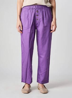 Pantalon drept țesătură poplin mărime normală violet YERSE femeie