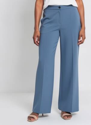 Pantalon larg țesătură crep talie înaltă albastru DIANA GALLESI femeie