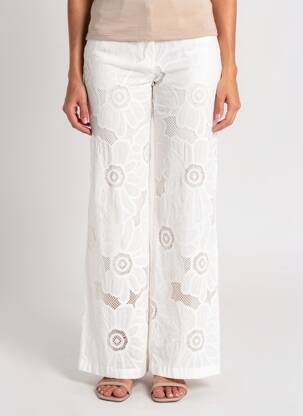 Pantalon evazat talie cu cleme talie înaltă alb ALTAMIRA femeie