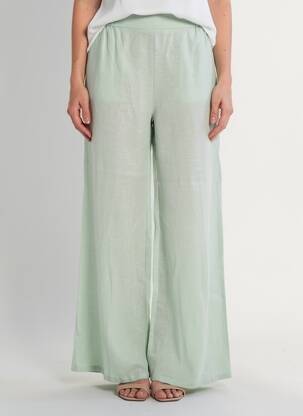 Pantalon larg țesătură crep mărime normală verde DIANA GALLESI femeie