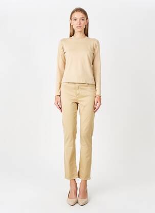 Pantalon slim țesătură poplin mărime normală bej KANOPE femeie