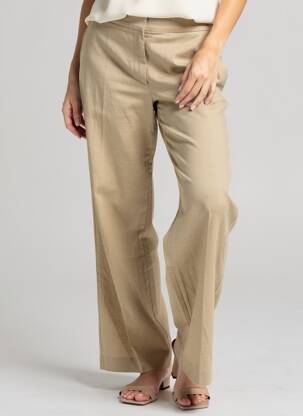 Pantalon drept țesătură crep talie înaltă bej SCHOOL RAG femeie