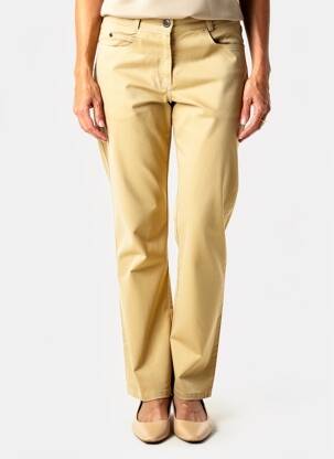 Pantalon slim țesătură poplin mărime normală bej QUATTRO femeie