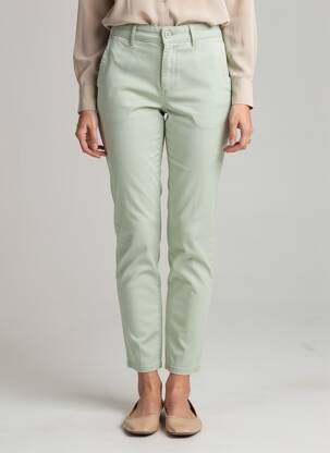 Pantalon chino elasticitate mărime normală verde HAPPY femeie