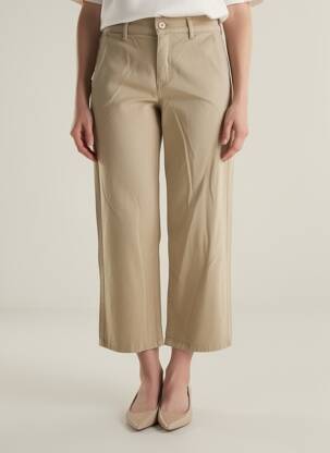 Pantalon 7/8 elasticitate mărime normală bej HAPPY femeie
