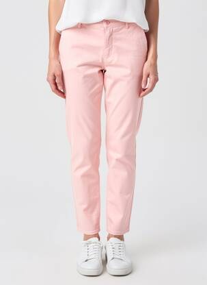 Pantalon chino țesătură poplin mărime normală roz HAPPY femeie