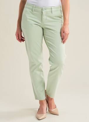 Pantalon chino țesătură poplin mărime normală verde HAPPY femeie