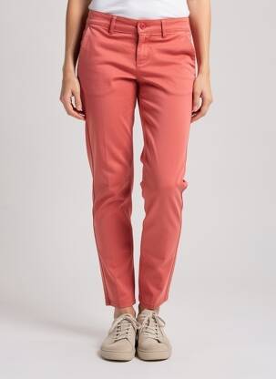 Pantalon chino țesătură poplin mărime normală portocalie HAPPY femeie