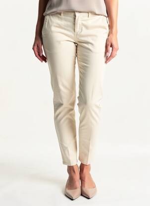 Pantalon chino țesătură poplin mărime normală bej HAPPY femeie