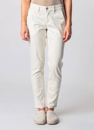 Pantalon chino țesătură poplin mărime normală bej HAPPY femeie