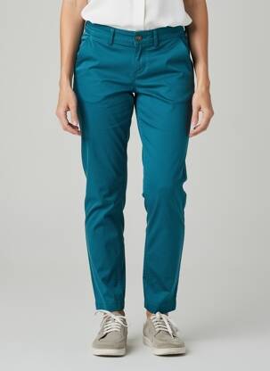 Pantalon chino țesătură poplin mărime normală albastru HAPPY femeie